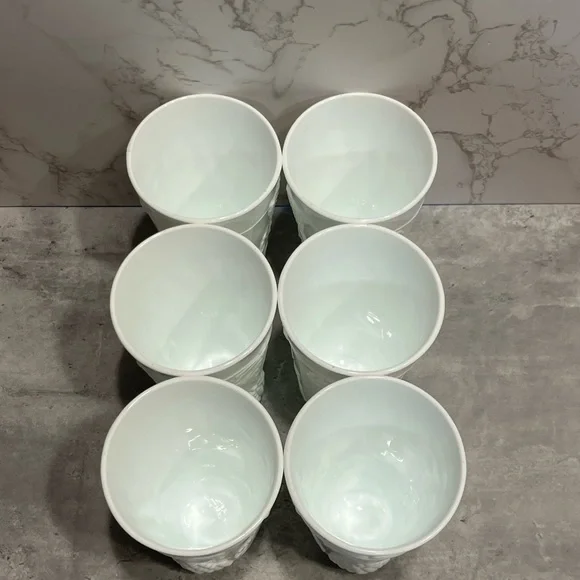 Indiana Glass Colony Harvest Milk Glass Tumbler white set of 6 vintage - Picture 5 of 11